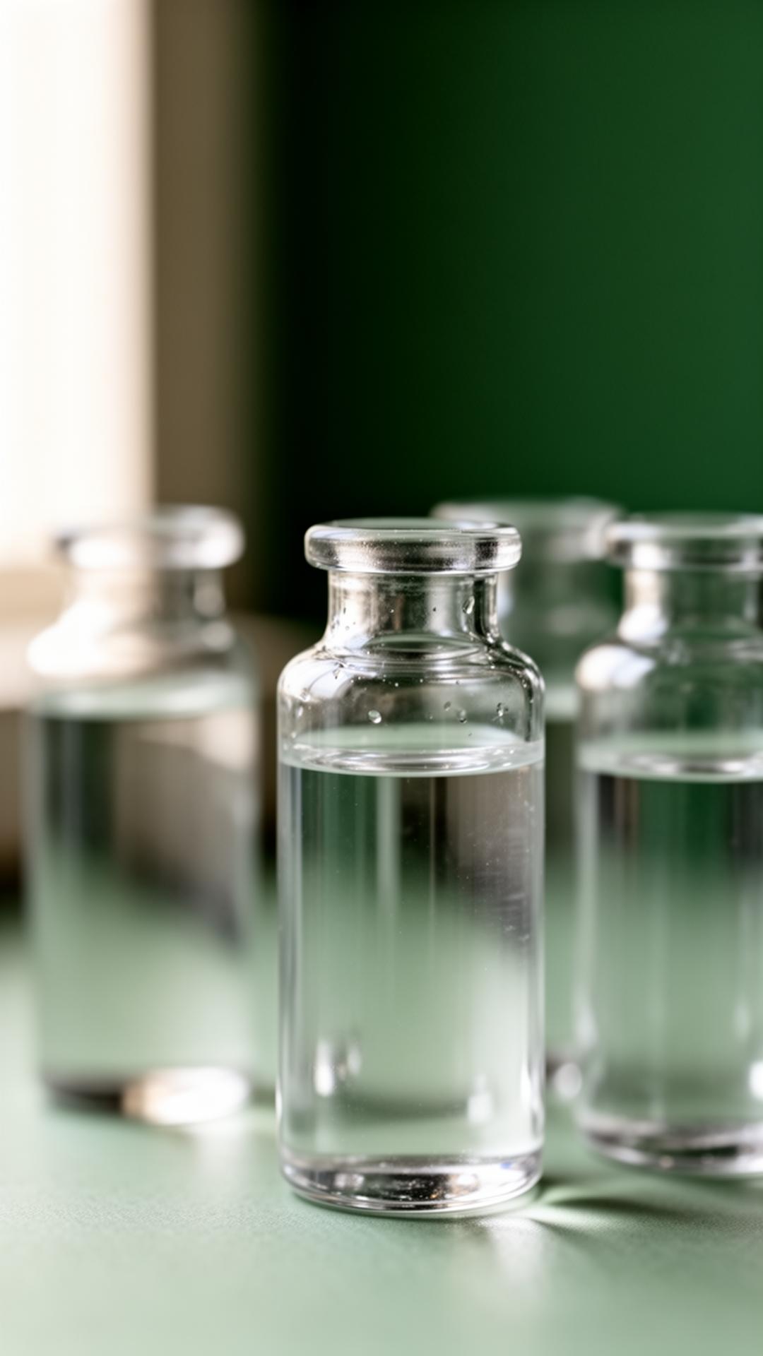 Clinical vials in soft light